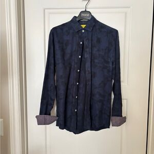 Men's Navy Camouflage Button-Down Shirt